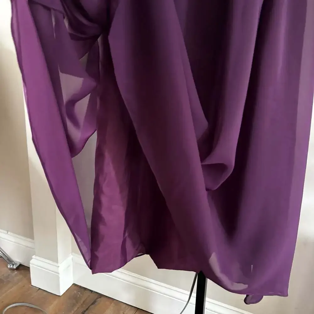 LanTing Bride NWT Grape Purple Lace Bodice Sleeveless Chiffon Maxi Formal Gown